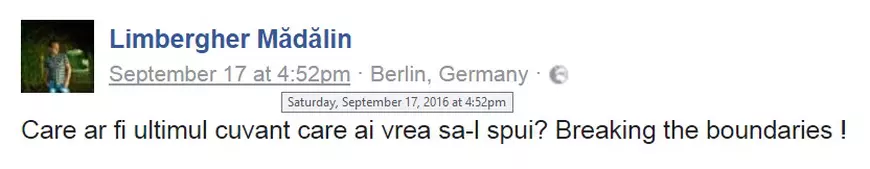 Ultimul mesaj al tânărului sursă foto: facebook.com