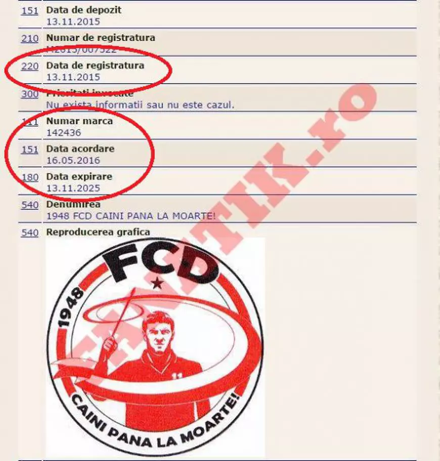 Dovada că noua siglă a fost înregistrată recent