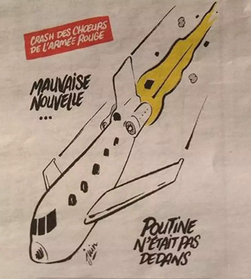 caricatură Charlie Hebdo, avion prăbușit