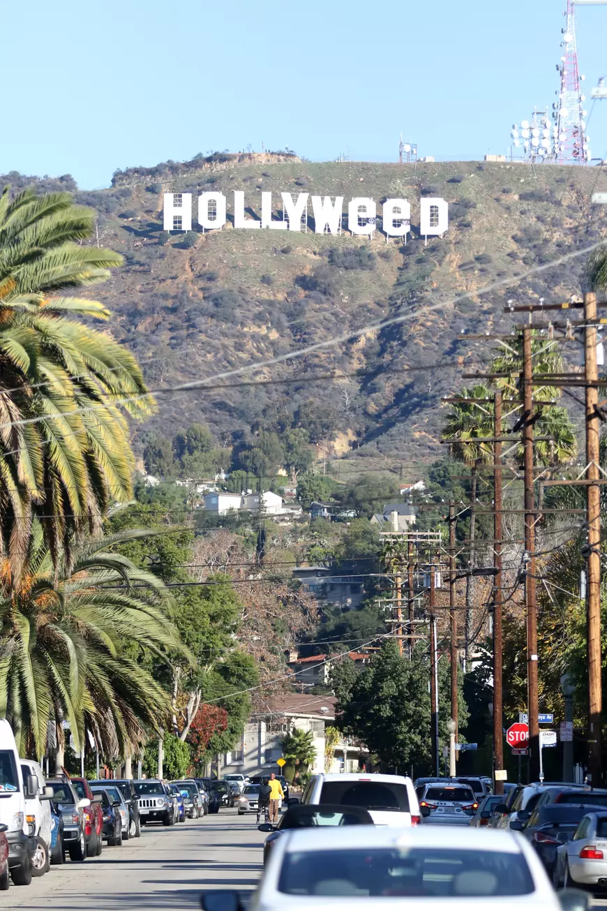 The Hollywood sign is transformed into 