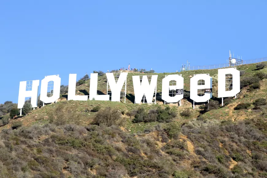 The Hollywood sign is transformed into 