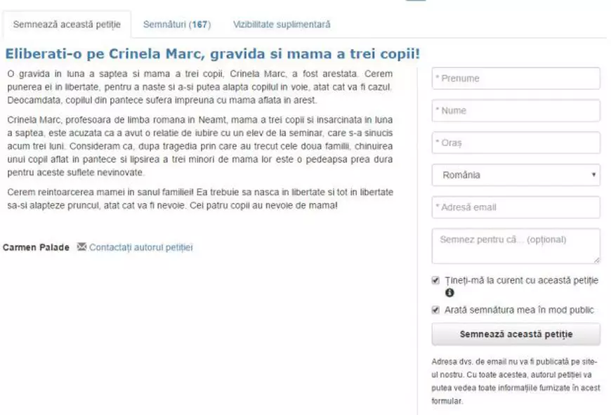 petitie pentru profesoara din Neamt