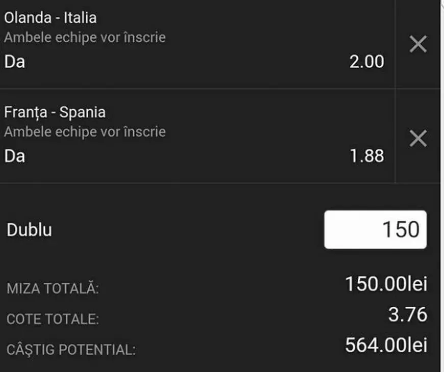 BILETUL ZILEI la pariuri mizează pe Olanda - Italia și pe Franța - Spania