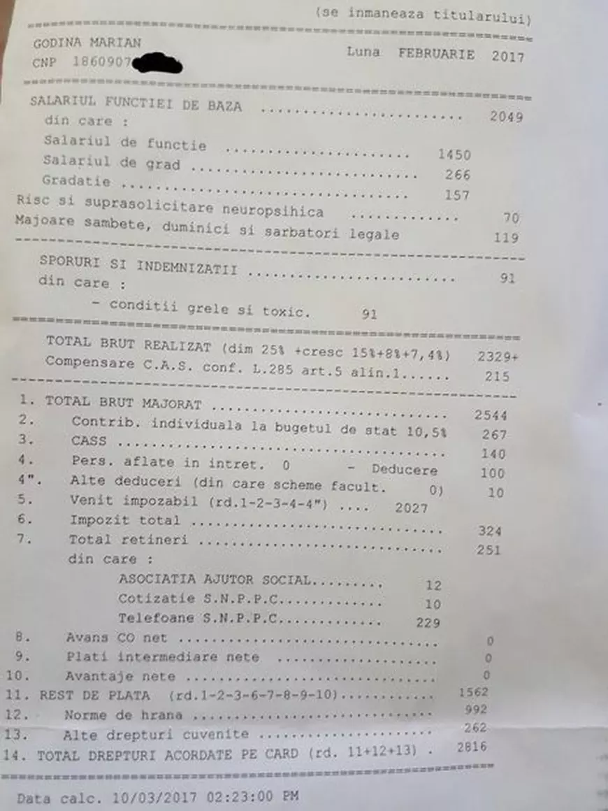 Ce salariu are Marian Godină. Dezvăluirea a fost făcută chiar de polițist, pe Facebook