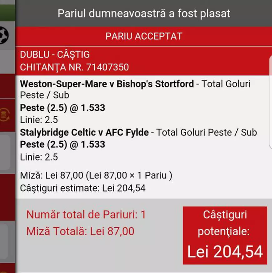 BILETUL ZILEI vine din Anglia, din Liga Națională