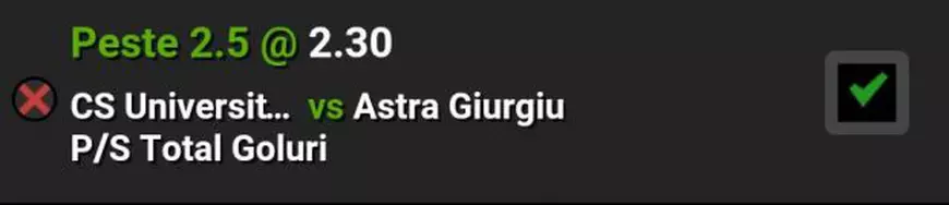 COTA ZILEI și avancronică pentru meciul CSU Craiova - Astra Giurgiu