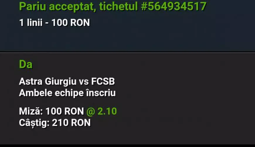 Cota zilei și avancronică pentru meciul Astra Giurgiu - FCSB