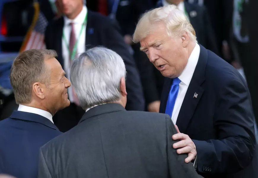 Donald Trump, întâlnire cu liderii UE. Președintele american a fost primit de Tusk și Juncker, la Bruxelles