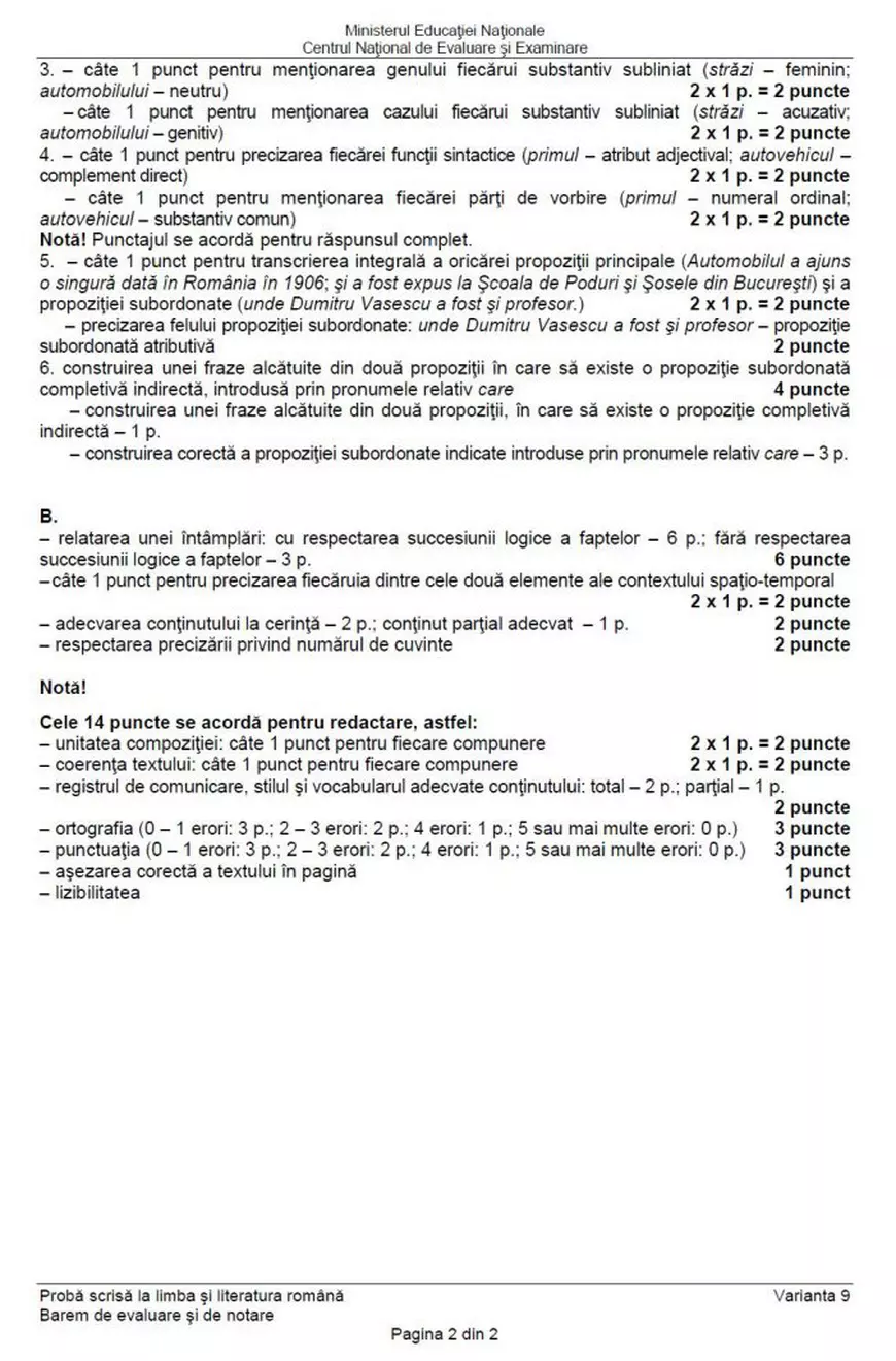 Evaluarea Națională 2017 - sesiunea specială. Subiectele și baremul la Limba română