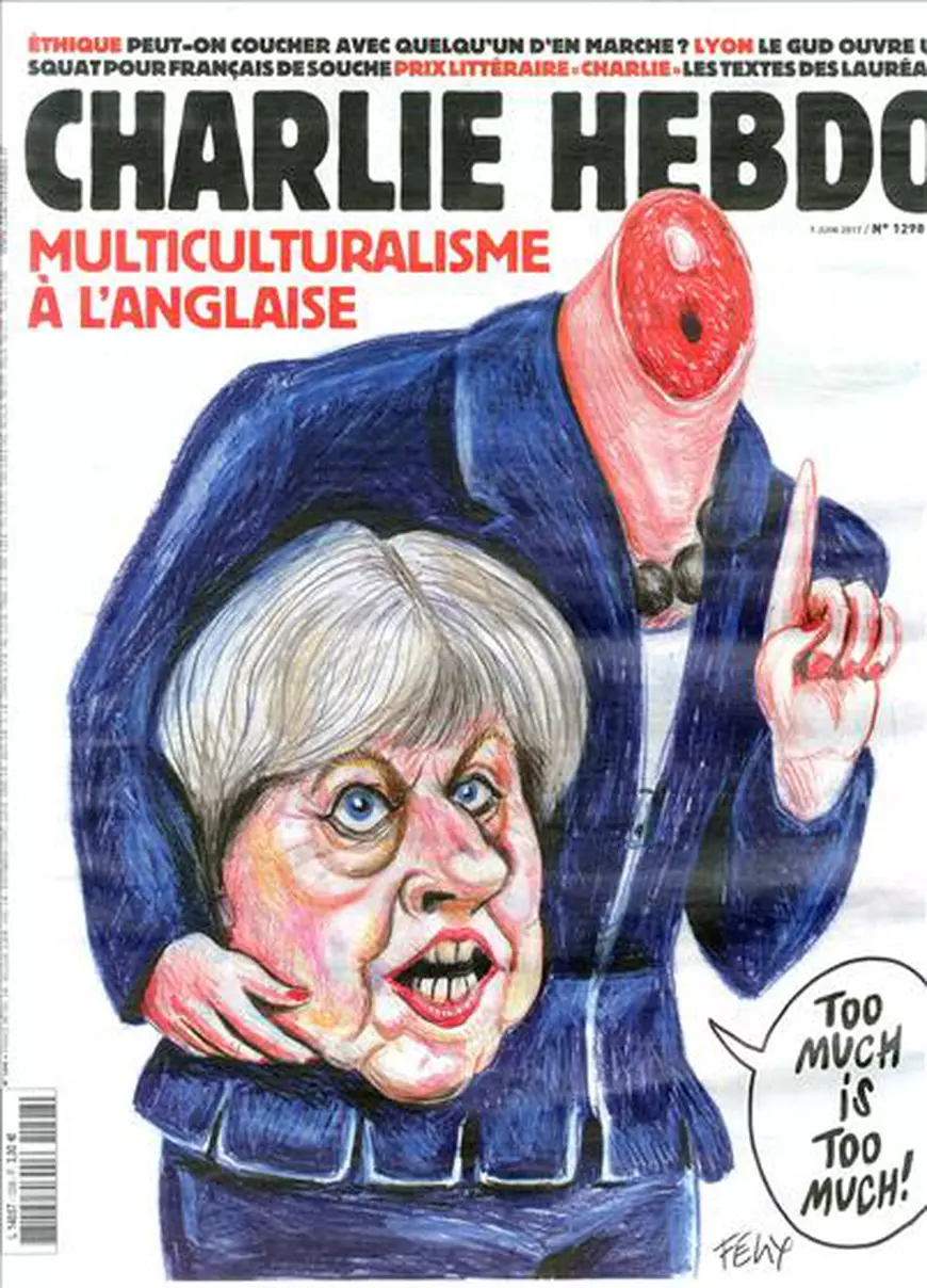 Charlie Hebdo a decapitat-o pe Theresa May