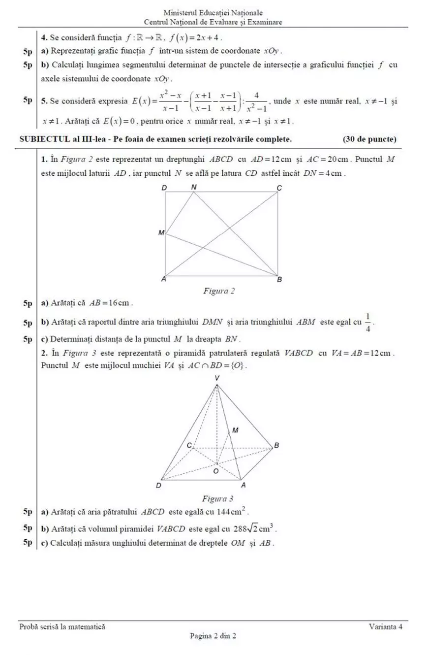 Evaluarea Națională 2017 - sesiunea specială. Subiectele și baremul la Matematică