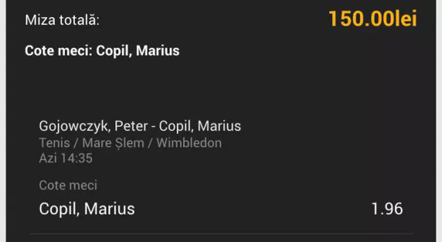 Cota zilei la pariuri 3 iulie 2017 vine din tenis. La Wimbledon 2017, urmăriți-l pe Copil!