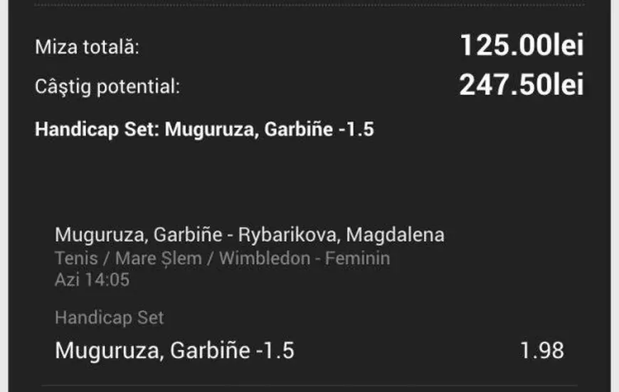 Cota zilei din tenis, Wimbledon: Garbine Muguruza - Magdalena Rybarikova