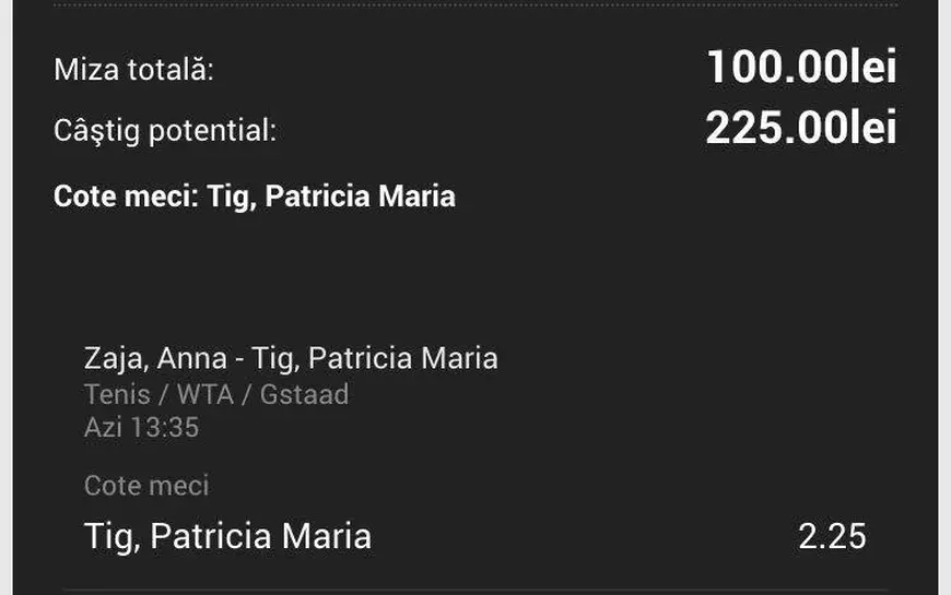 Cota zilei din tenis - Anna Zaja vs Patricia Maria Țig