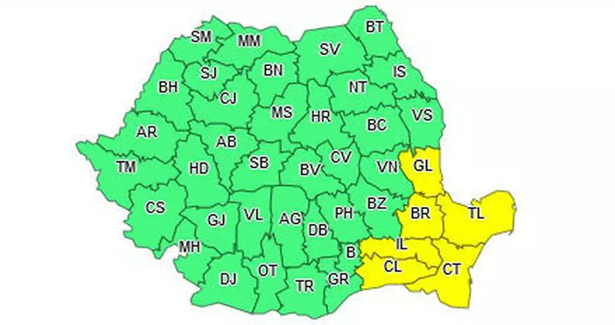 Cod galben de averse prelungit, pe 28 iulie, pentru șase județe