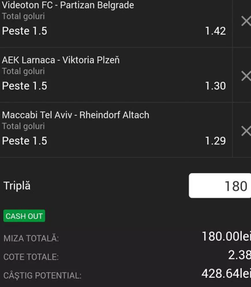 Biletul zilei pariuri fotbal, 24 august. Trei meciuri din Liga Europa