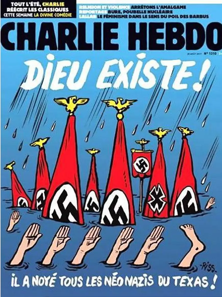 Charlie Hebdo stârnește noi controverse cu o caricatură despre victimele uraganului Harvey