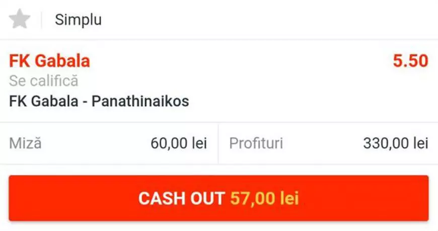 Cota zilei și avancronică pentru meciul FK Gabala vs Panathinaikos