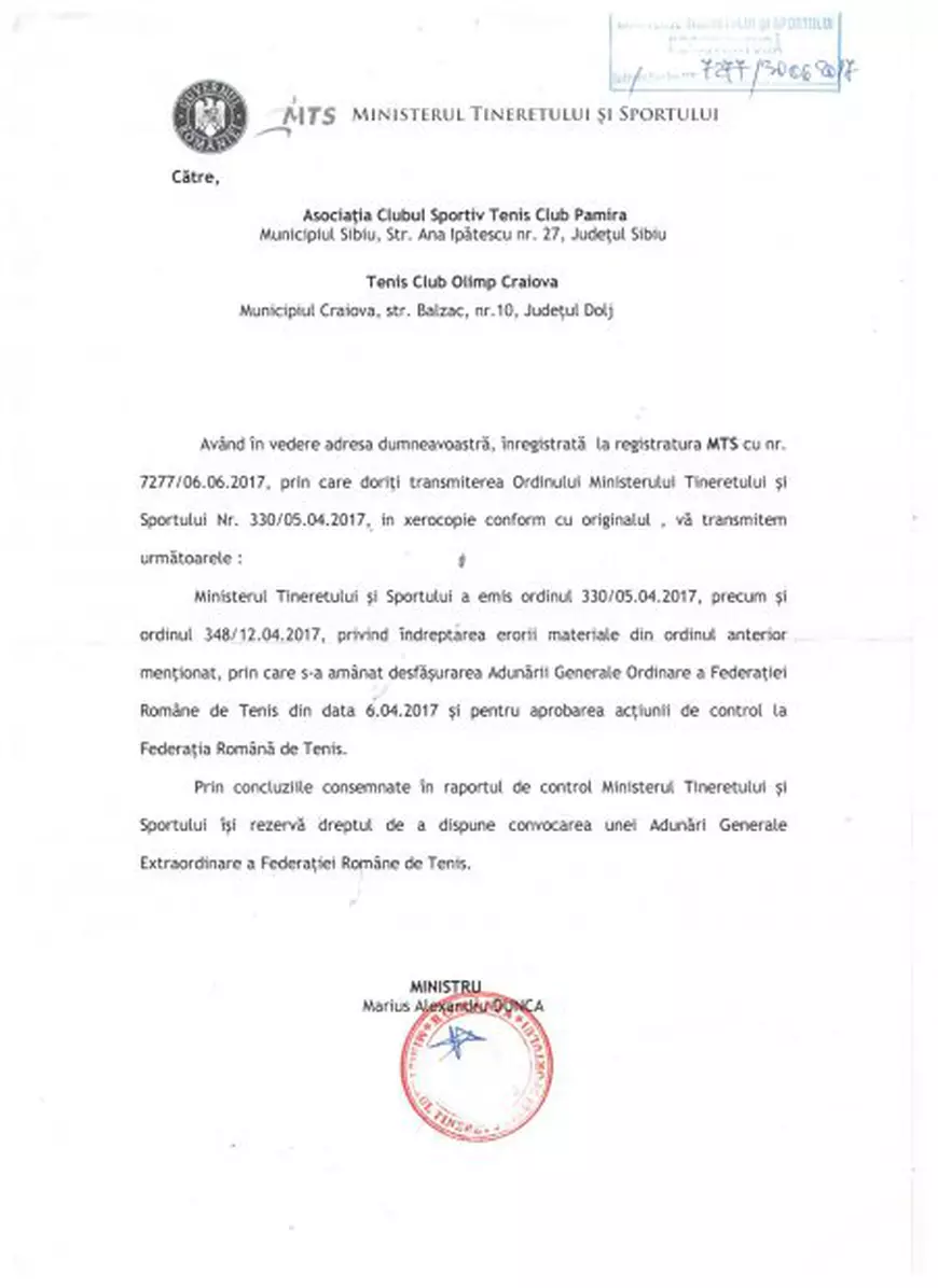 Alegerile de la Federația Română de Tenis. MTS, somat să nu accepte cluburile de apartament / ACTE