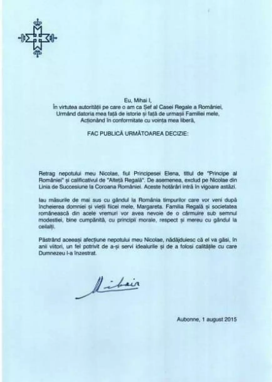 Cum l-a renegat Regele Mihai pe nepotul său Nicolae