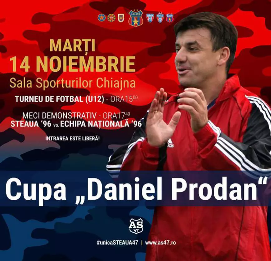 Cupa ”Daniel Prodan”, marți, la Chiajna. Se vor înfrunta Steaua 1996 și naționala României 1996