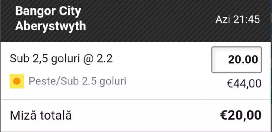 Cota zilei și avancronică pentru meciul Bangor City vs Aberystwyth