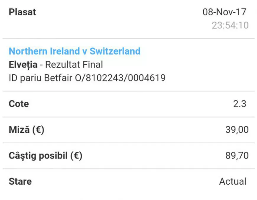 Cota zilei și avancronică pentru meciul Irlanda de Nord vs Elveția