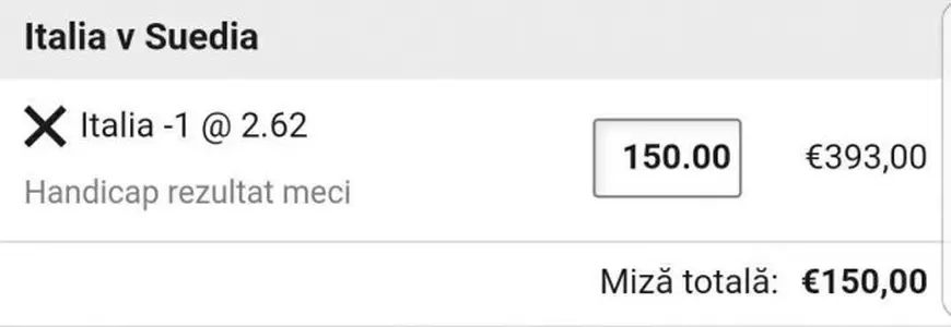 Cota zilei și avancronică pentru meciul Italia vs Suedia
