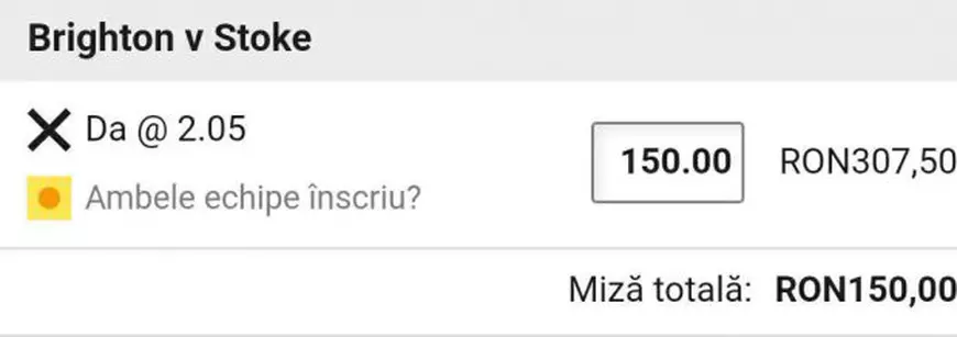 Cota zilei și avancronică pentru meciul Brighton vs Stoke City