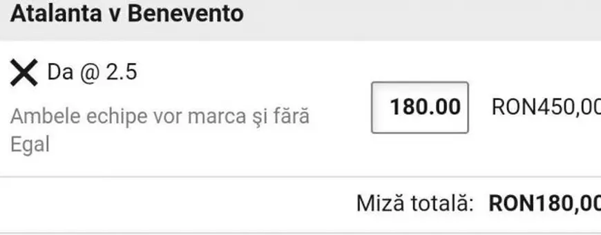 Cota zilei și avancronică pentru meciul Atalanta vs Benevento