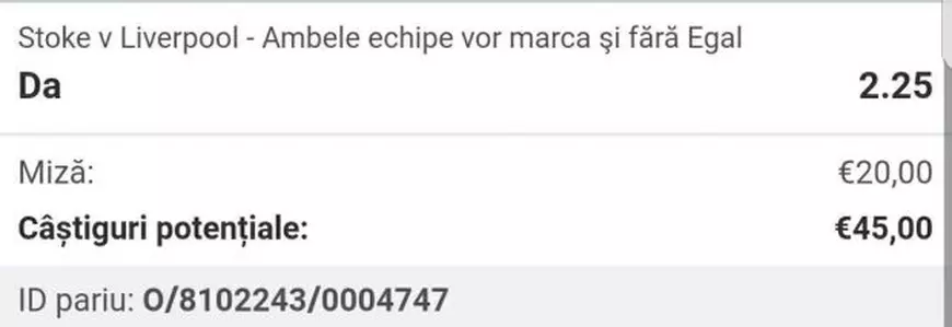 Cota zilei și avancronică pentru meciul Stoke City vs Liverpool