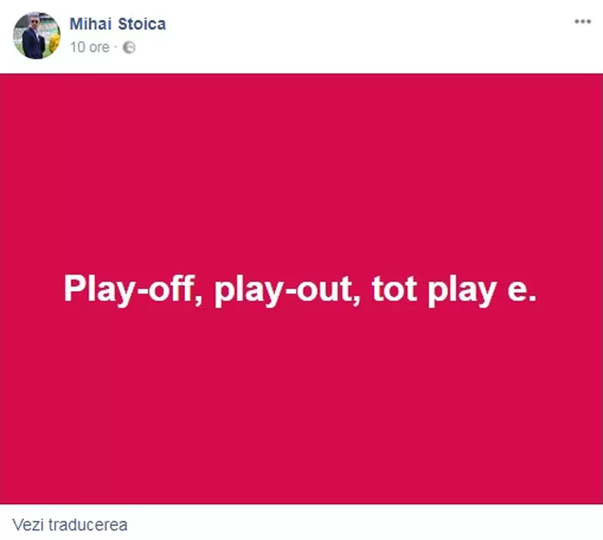 Mihai Stoica a ironizat-o din nou pe Dinamo: ”Tot play e!”
