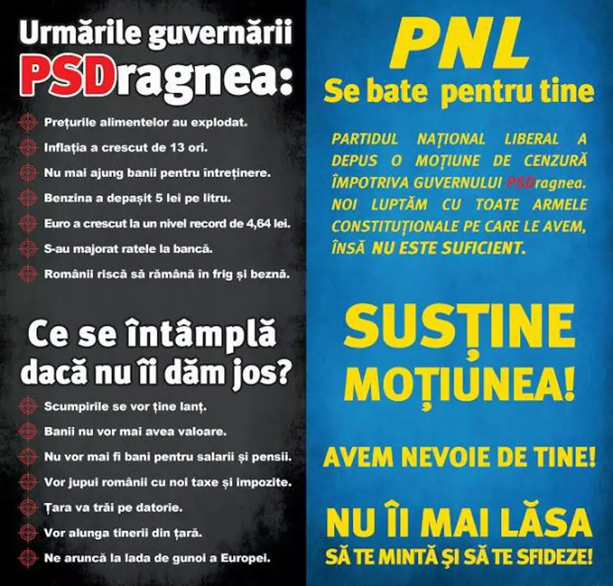 UPDATE/ Proteste în fața prefecturilor din țară, pentru susținerea moțiunii PNL