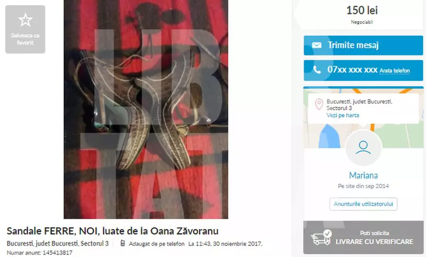 Haine, încălțăminte, bijuterii și...scobitori luate de pomană de la Oana Zăvoranu, de vânzare pe OLX