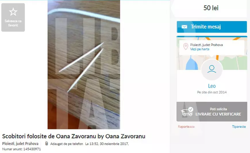 Haine, încălțăminte, bijuterii și...scobitori luate de pomană de la Oana Zăvoranu, de vânzare pe OLX