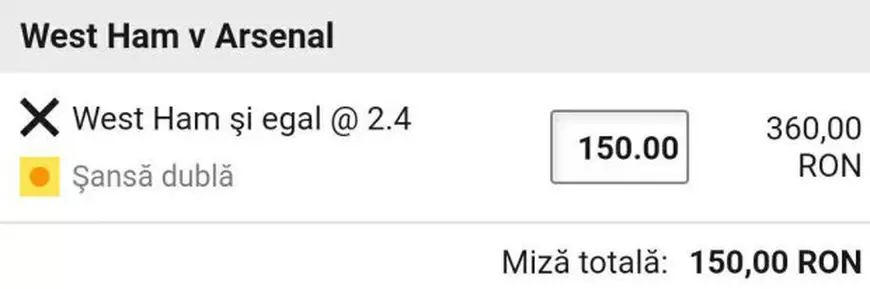 Cota zilei și avancronică pentru meciul West Ham vs Arsenal