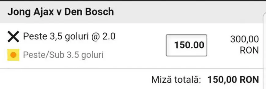 Cota zilei și avancronică pentru meciul Jong Ajax vs Den Bosch