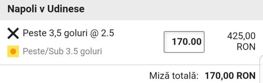 Cota zilei și avancronică pentru meciul Napoli vs Udinese