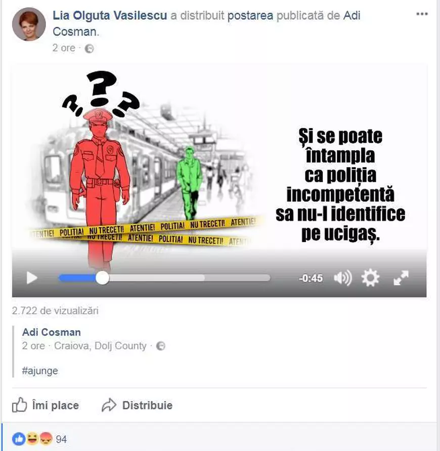 VIDEO/ PSD Craiova numește Poliția incompetentă, într-un clip în care vrea să explice necesitatea modificării legilor justiției
