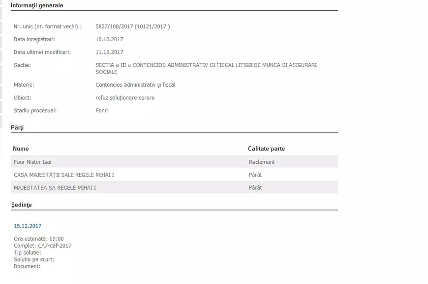 Regele Mihai, citat ca pârât la Tribunalul din Arad în ziua în care românii îi aduc un ultim omagiu. Situație ilară