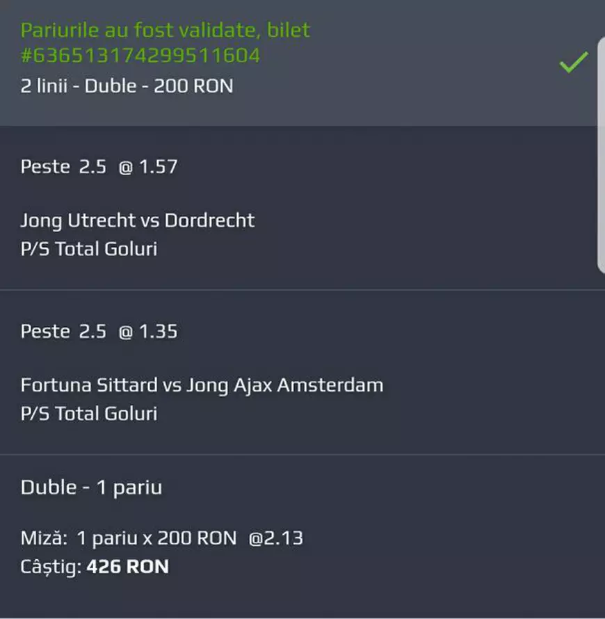 Biletul zilei din fotbal 12 ianuarie 2018. Miza pe liga a doua din Olanda