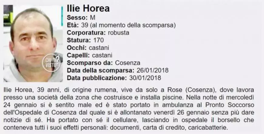 Un roman a dispărut fără urmă dintr-un spital, în Italia