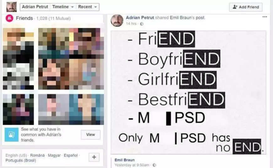 FOTO/Un director de școală din Timiș a demisionat în urma unor postări cu mesaje obscene pe Facebook: "Flexibilitatea cuvântului p***"