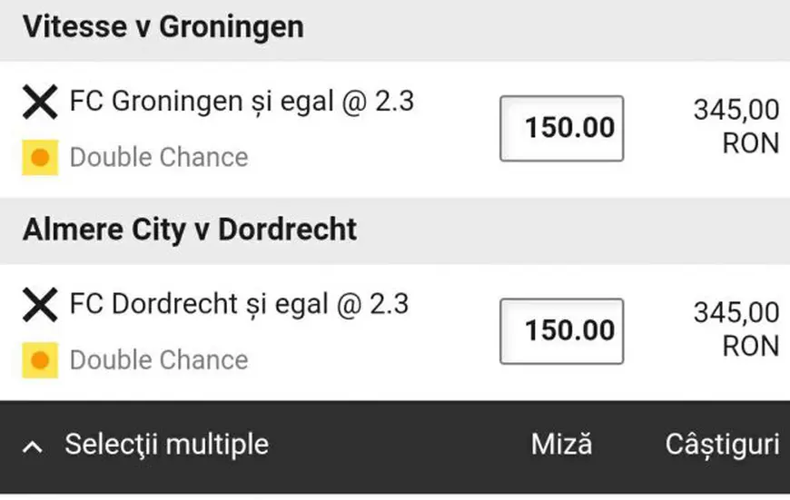 Cota zilei și avancronică pentru Vitesse vs Groningen și Almere City vs Dordrecht