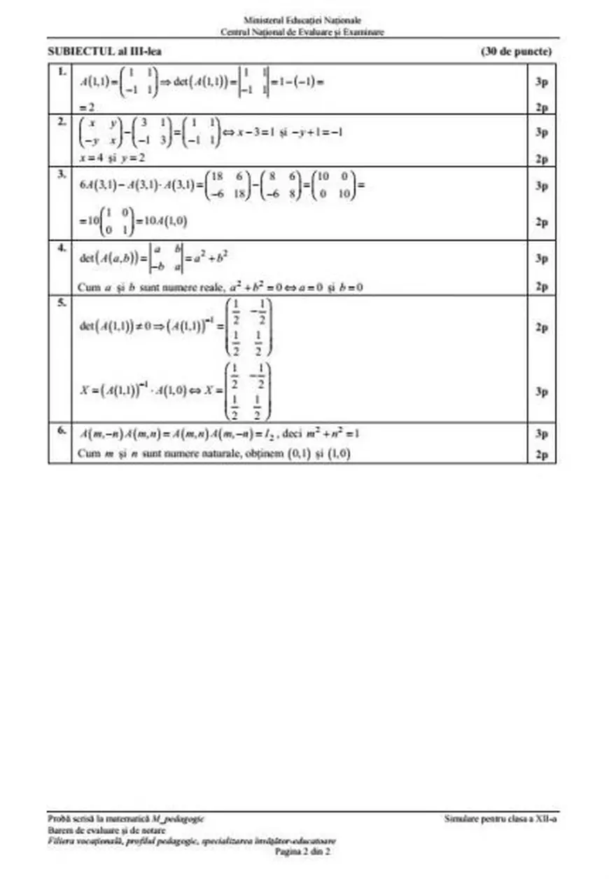Subiectele date la simularea Bacalaureat 2018 la Matematică. Barem de corectare