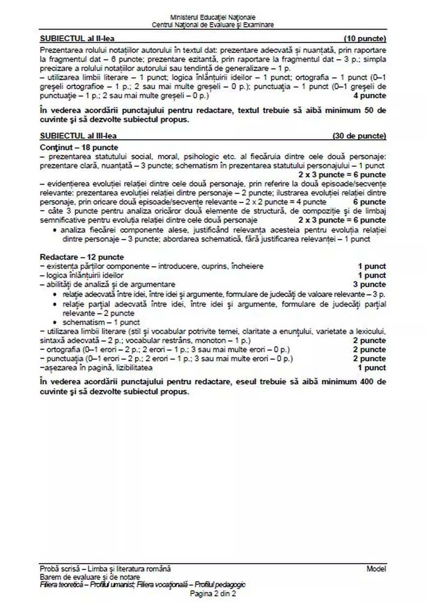 Simulare BACALAUREAT 2018 la Limba și literatura română. Modele de subiecte
