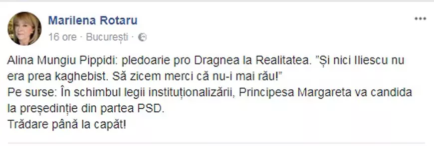 Marilena Rotaru: „Principesa Margareta va candida la președinție din partea PSD”