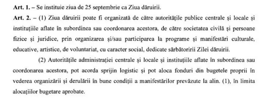 Nicolae Bădălău vrea ca românii să sărbătorească Ziua Dăruirii, pe 25 septembrie