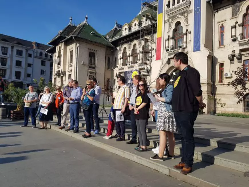 Protest la Craiova față de construirea unui depozit de deșeuri nucleare la Kozlodui/FOTO