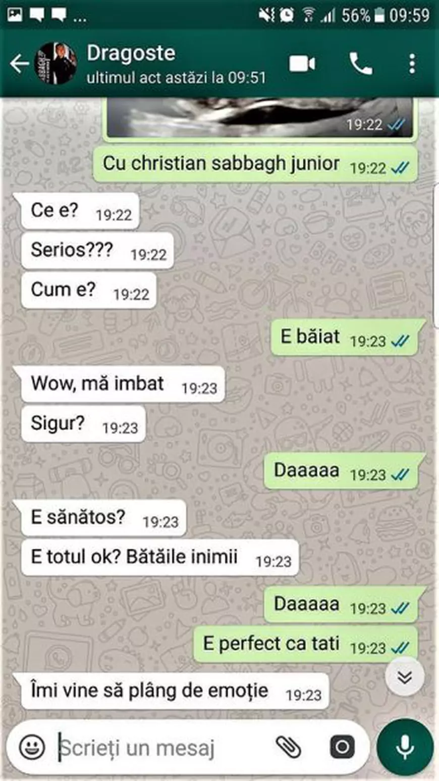  “Cei care au urmarit stirile Kanal D, aseara, au remarcat ca eram destul de tensionat. Acum va pot dezvalui si motivul! Iata mesajul pe care il asteptam cu nerabdare”, a scris 